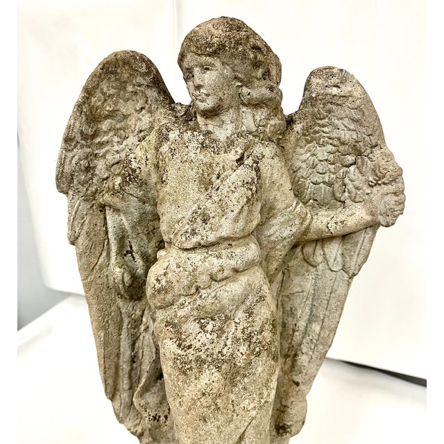 Vintage Concrete Angel Garden Statue For Sale In Dallas - Image 6 of 12