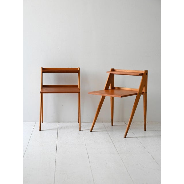 Brown Scandinavian Bedside Tables with Shelves, 1960s, Set of 2 For Sale - Image 8 of 8