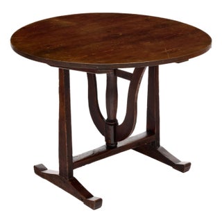 French Fir Vendange Table With Sculptural Lyra Folding Base For Sale
