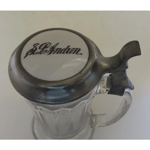 German Glass Pewter Enamel Stein Mug Tankard Glass For Sale - Image 10 of 11