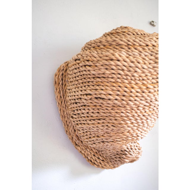 1990s Large 18" Hand Woven Rope Conch Shell Sculpture, Artisanal Natural Fiber Seashell Tabletop Centerpiece Boho Coastal For Sale - Image 5 of 11