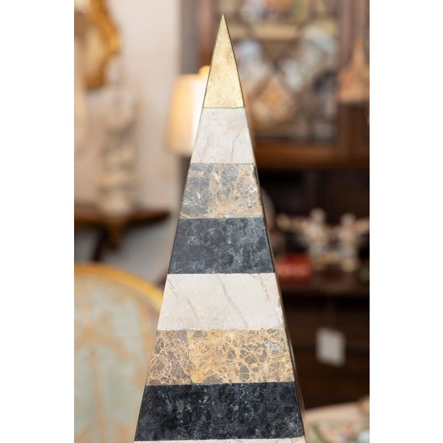 Large Obelisk With Various Layers of Marble For Sale - Image 4 of 6