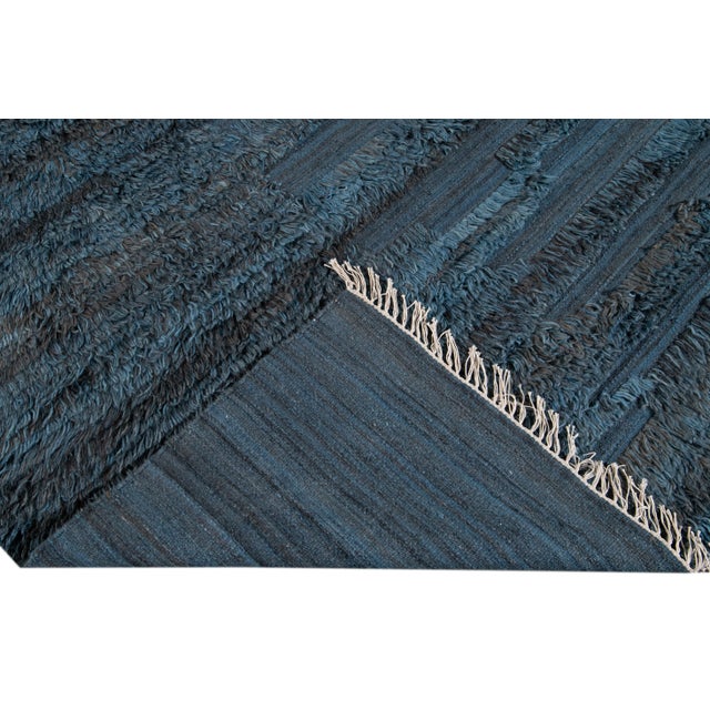 Blue Modern Moroccan-Style Berber Wool Rug For Sale - Image 10 of 13