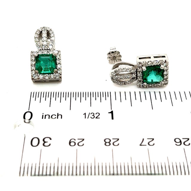 Natural Emerald Diamond Stud Earrings 14k Gold 2.84 TCW Certified For Sale - Image 11 of 12