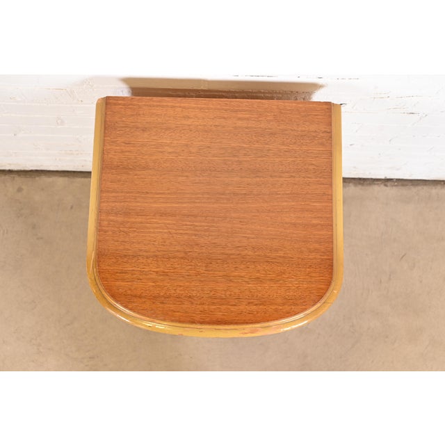 Romweber Style French Provincial Louis XV Flame Mahogany and Parcel Painted Nightstand, Circa 1920s For Sale - Image 9 of 12