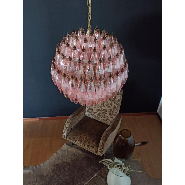 Spherical Murano Glass Candelier with 140 Pink Glasses For Sale - Image 17 of 18