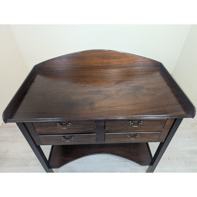 Wooden Desk in Mahogany with Brass Handles, 1960s For Sale - Image 12 of 13