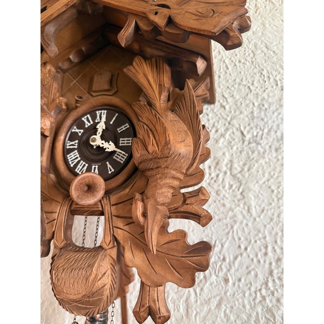 1980s German Hand Carved Hunter's Trophy Cuckoo Clock in the Black Forest Style For Sale - Image 6 of 9