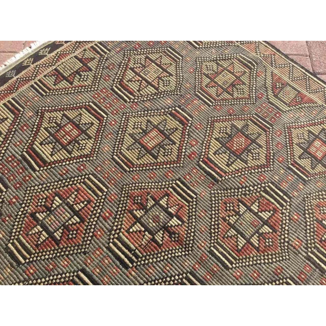 1960's Embroidered Turkish Kilim Rug - 70.5" X 103.5" For Sale In Raleigh - Image 6 of 11