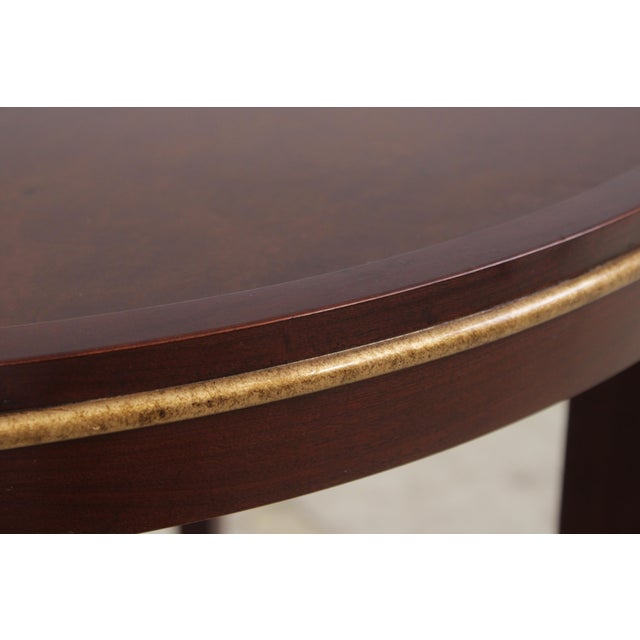 Baker Burl Walnut Mahogany Round Lamp Table For Sale - Image 9 of 13