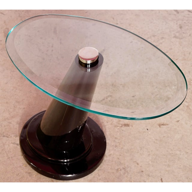 Contemporary Chrome and Glass Cantilever Side Table For Sale In Miami - Image 6 of 12