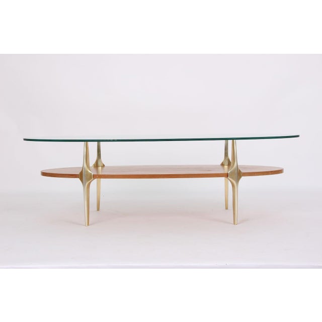 Italian Coffee Table in Metal with Oak and Glass, 1970s For Sale - Image 8 of 8