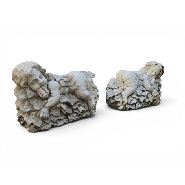 1970s Italian Artist, Cherub Sculptures, Late 20th Century, Marble, Set of 2 For Sale - Image 5 of 11