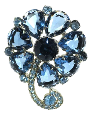Vintage Pear-Cut Sapphire Crystal Brooch 1950s