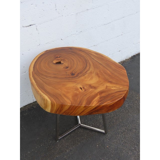 Rustic Natural Live Edge Wood Tree Slice Side Small End Coffee Table 6890 For Sale - Image 15 of 17