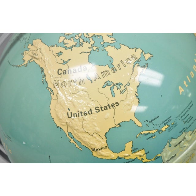 Late 20th Century Vintage Nystrom 16" Large Sculptural Relief Classroom Double Axis World Globe For Sale - Image 5 of 17