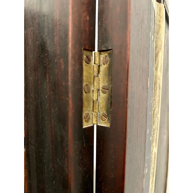 Antique Chinese Carved Rosewood Folding Screen With Hand-Embroidered Silk Landscape Panels, Late Qing / Early Republic For Sale - Image 11 of 12