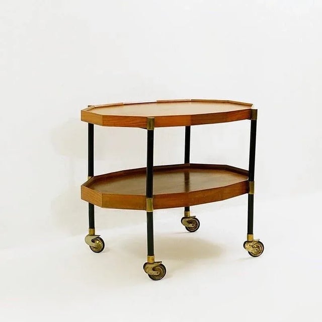 Vintage Metal, Brass and Teak Trolley from Bergonzi, Italy, 1950s For Sale - Image 11 of 13