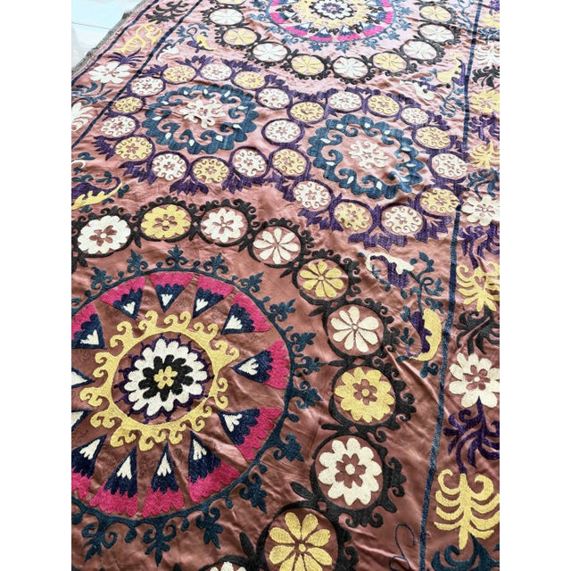 Brown Large Brown Suzani - Bukhara Embroidery For Sale - Image 8 of 9