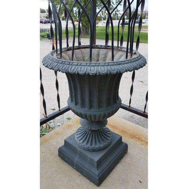 1940 S Vintage Cast Iron Urn With Topiary Trellis Chairish