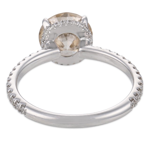 Contemporary Gia 2.18 Carat Fancy Color Diamond 18k White Gold Engagement Ring, Size 6.5 For Sale In Los Angeles - Image 6 of 6