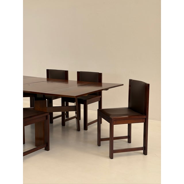 1970s Vintage Wooden and Skai Chairs, 1960s, Set of 6 For Sale - Image 5 of 7