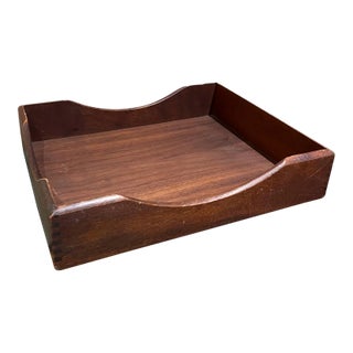 1970s Modern Walnut Office Desk File Tray For Sale