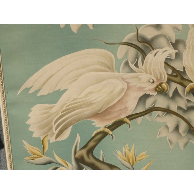 Wood Vintage Mid Century Cockatoos Lithograph Picture Print by Turner in Mirror Frame For Sale - Image 7 of 12