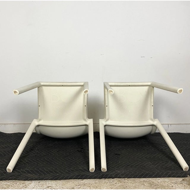 Plastic Bo' Philippe Starck White Stack Chairs - a Pair For Sale - Image 7 of 8