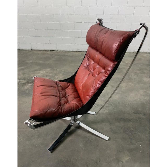 Animal Skin Falcon Lounge Chair attributed to Sigurd Ressell for Vatne Møbler, 1970s For Sale - Image 7 of 8