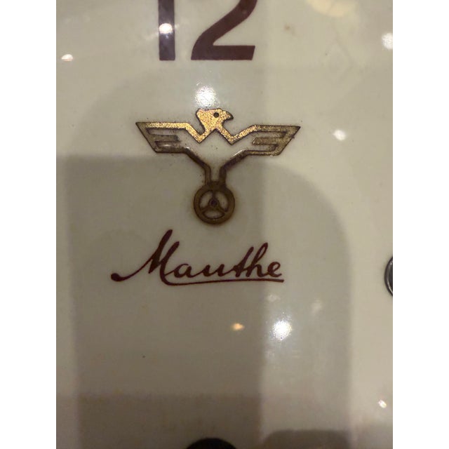 1930s German Mauthe Art Deco Glazed Ceramic Wall Clock For Sale - Image 4 of 16