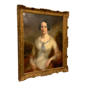 Antique Victorian Portrait of a Woman Oil Painting