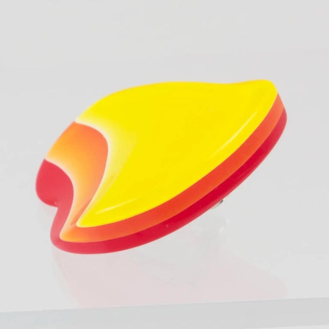 Pop Art Yellow and Orange Lucite Heart-Shaped Clip Earrings For Sale In Atlanta - Image 6 of 6