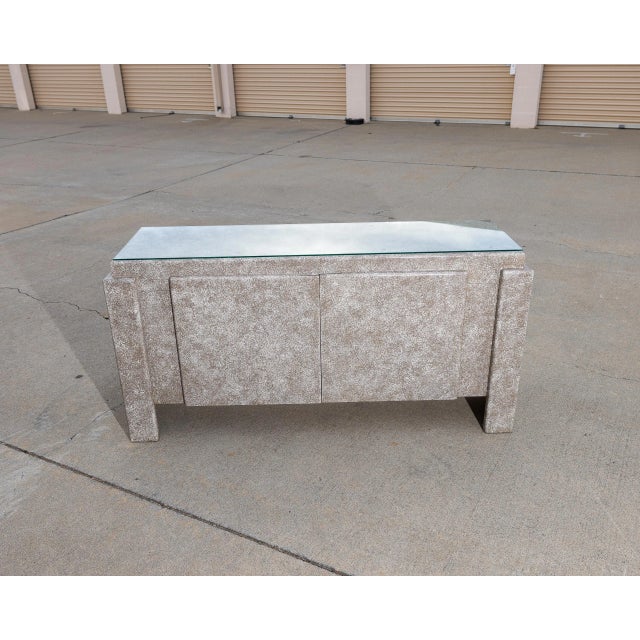 Vintage Postmodern 80s-90s Credenza Cabinet With Glass Top For Sale In Sacramento - Image 6 of 16