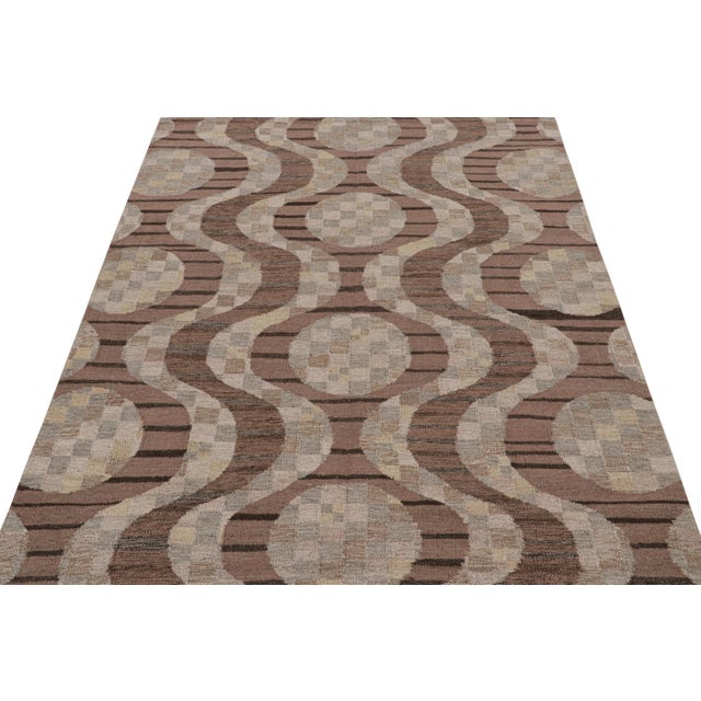 Mid-Century Modern Rug & Kilim’s Scandinavian Style Kilim With Beige-Brown & Gray Patterns For Sale - Image 3 of 7