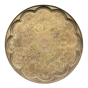 A Monumental Iranian Kajar Dynasty Handmade Hand Hammered Decorative Tray