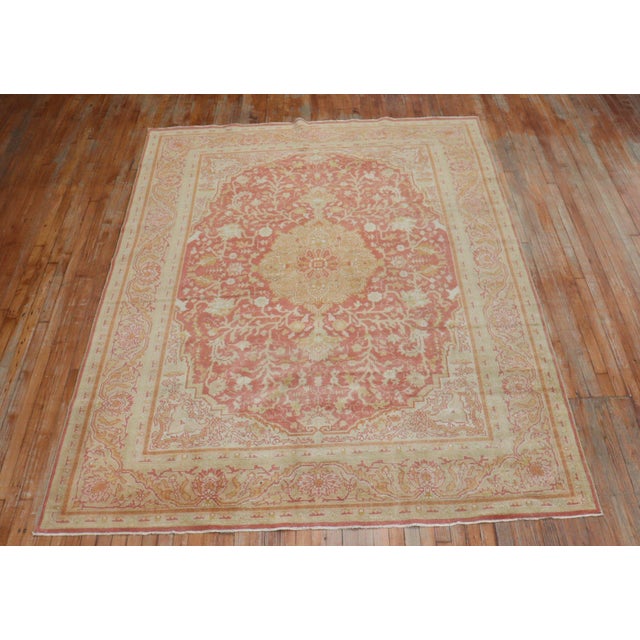 Antique Zabihi Collection Turkish Sivas soft Red Gold Rug - 7'2" x 9'8" For Sale - Image 9 of 11
