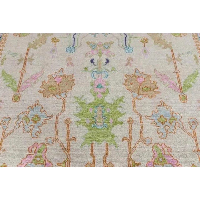 Not Yet Made - Made To Order Modern Handknotted Oushak Rug in Bold Pink, Green & Orange with Blue Border, 5' x 7' For Sale - Image 5 of 9