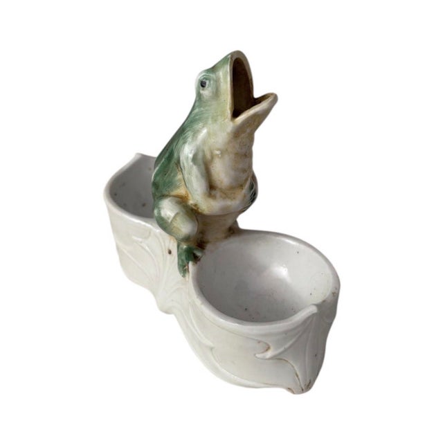 1930s Art Deco German Porcelain Frog Salt Cellar For Sale - Image 4 of 5