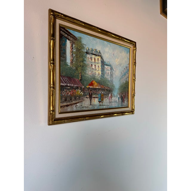 Capture the romance and charm of old-world Paris with this vintage impressionist oil painting by T. Carson. Rendered in...