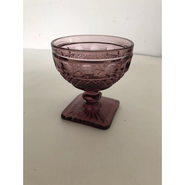1980s Vintage Purple Glass Set of 6 Sherbet Glasses For Sale - Image 5 of 6