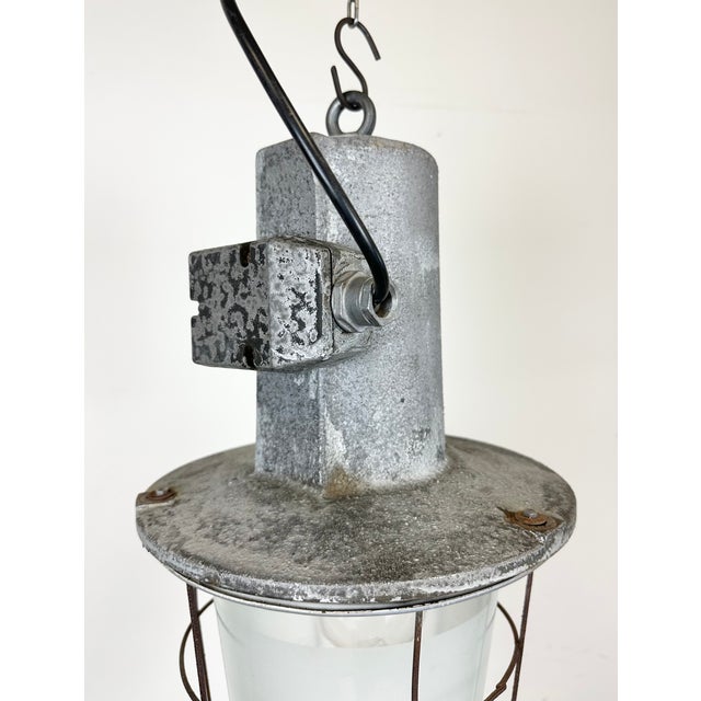 Large Industrial Cast Aluminium Cage Pendant Light, 1960s For Sale - Image 11 of 16