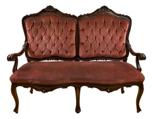 Vintage Sofa in Carved Wood and Velvet