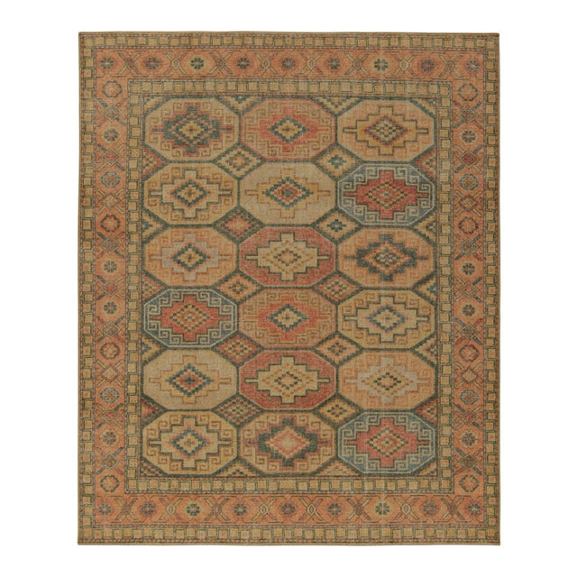 Textile Rug & Kilim’s Distressed Persian Style Rug in Orange, Beige and Blue Medallions For Sale - Image 7 of 7