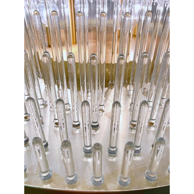 Satin Brass Chandelier With Glass Rods by LMD Custom Lighting For Sale In New York - Image 6 of 13