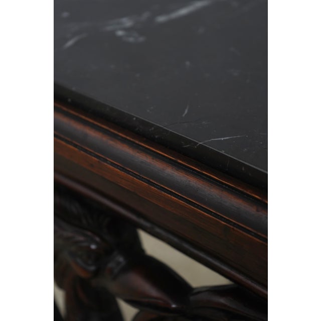American Black Forrest Carved Walnut Winged Bird Side Table For Sale - Image 10 of 12