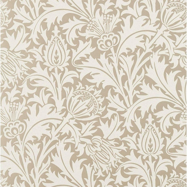 Morris & Co Pure Thistle (Beaded) Wallpaper in Gilver For Sale