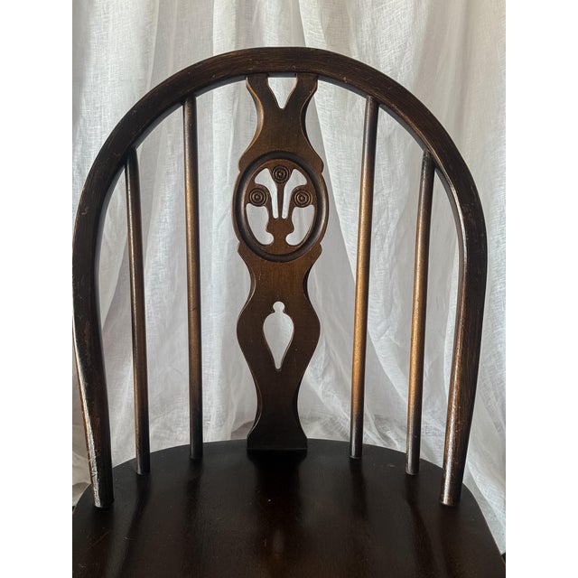 Ercol Set of Four Vintage Oval Back Dining Chairs With Floral Cushion For Sale - Image 4 of 13