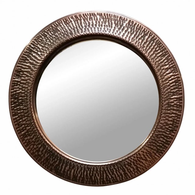 Vintage Patinated and Hammered Copper Wall Mirror by Angelo Bragalini, 1960s For Sale - Image 9 of 9