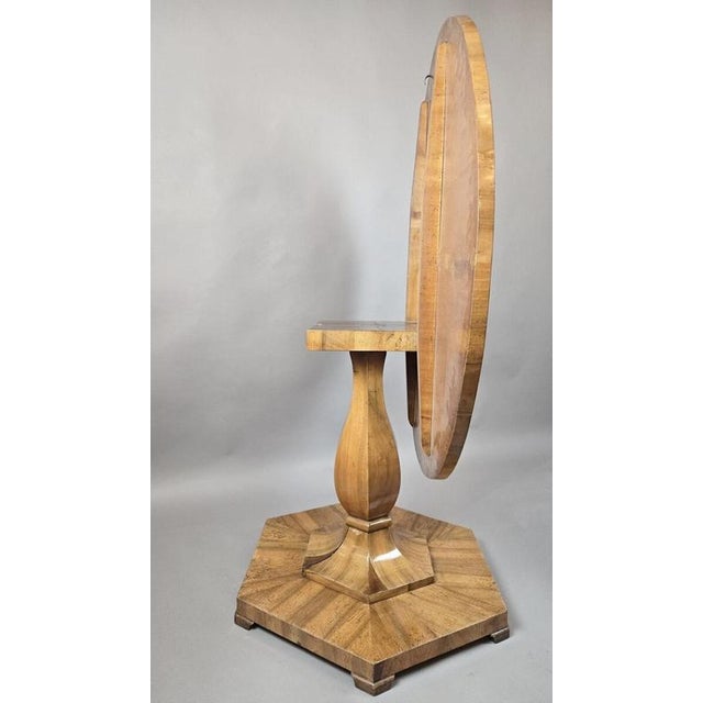 Wood Biedermeier Pedestal Table with Folding Top in Burr Walnut, 19th Century For Sale - Image 7 of 10